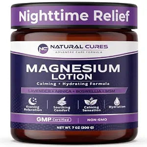 Topical Magnesium Lotion for Legs & Feet - Nighttime Magnesium Cream with Lavender, Arnica, Boswellia & MSM - Calming, Relaxing Leg Cream & Body Recovery Moisturizer, Non-Greasy, 42 Applications, 7 oz