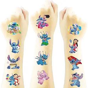 40 Sheets Stitch Temporary Tattoos for Teen, Stitch Birthday Party Favors, Cute Cartoon Decoration Sticker Gifts for Adult Activity Class Prizes Carnival Christmas Rewards