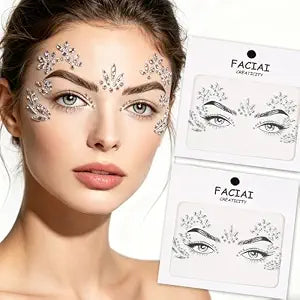 Face Stickers for Women Crystal Face Gem Stickers, Rhinestone Face Tattoos for Music Festival Rave Outfits, Eye Body Face Jewels Stickers for Halloween Cosplay Party, Party Makeup Accessories-White