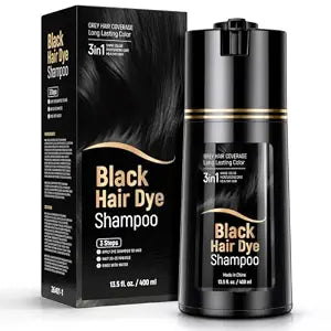 BOJICA Hair Dye Shampoo 3 in 1 - Black Color Shampoo for Gray Coverage - Fast Acting Hair Dye for Women & Men - Ginseng Extract - 13.5 FL OZ