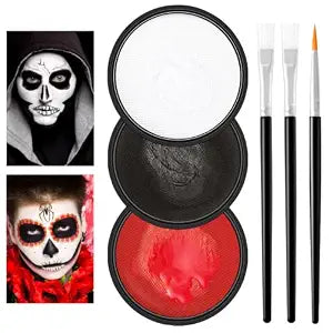 Clown Makeup Kit,Red Black and White Face Painting Kit