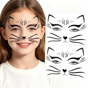 Black Cat Face Stickers Glitter Halloween Self adhesive Animal Face Decal