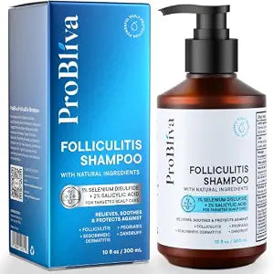 ProBliva Folliculitis Shampoo: Medicated Antifungal Shampoo for Folliculitis, Scalp Psoriasis, Dandruff & Seborrheic Dermatitis – Exfoliating Care for Scalp Buildup, Itch & Dryness - 10 fl.oz
