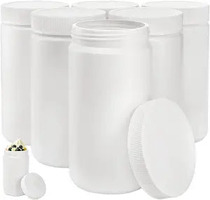 DEAYOU 6 Pack 33 Oz Plastic Mason Jars, 1 Quart Ice Cream Containers with Screw Top Lid, Plastic Freezer Jar Reusable Storage Food Canister for Yogurt, Soup, Hot or Cold Food, Salad, Butter (White)