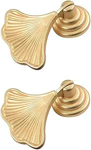 Furniture Knob Handles Golden Drop Pendant Pull Handle Fashion Ginkgo Leaf Shape Dresser Knobs for Kitchen Bathroom Cabinet Door Drawer 2 pcs