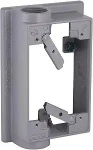 1-Gang Weatherproof Extension Adapter, Swing Arm, Two 3/4 in. Threaded Outlets, Gray