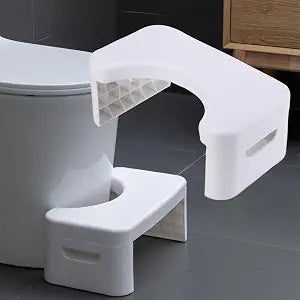 7 inch Folding Toilet Stool, Squatting Poop Stool, Bathroom Potty Step Stool, Toilet Assistance Steps, Step Stool, Fits All Toilets, Detachable Stackable, for Healthier Toilet Posture (White)