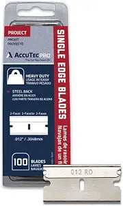 AccuTec Pro Steel Backed Single Edge Razor Blades, 100 Pack, APBL-7055