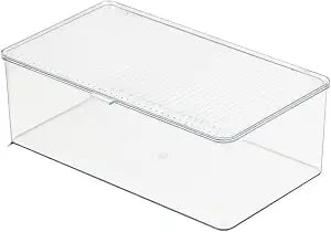 ZEXALOR Clear Plastic Storage Bin with Lid, Makeuo Holder, Fridge Organizer, Refrigerator Organizers and Storage, Small Container for Pantry, Office, Dresser, Bathroom, Kitchen, Snack