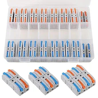 Lever Wire Connectors Quick Connect Electrical Splicing Kit for Compact Inline Terminals - 28-12 AWG, 1 in 1 Out (60pcs)