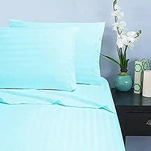 Elegant Comfort Wrinkle & Fade Resistant 1500 Thread Count - Damask Stripes Egyptian Quality Luxurious Silky Soft 4pc Sheet Set, Up to 16" Deep Pocket, King, Aqua