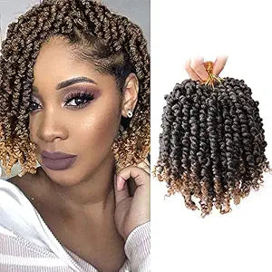 VIOLET Pre-twisted Passion Twist Crochet Hair 6 Inch 9 Packs Passion Twist Hair Pre Looped Ombre Blonde Short Passion Twist Hair Crochet Braids Hair Extensions(T27,6 Inch,9 Packs)