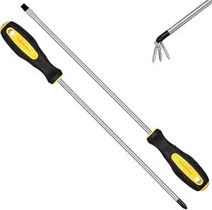 2pcs Long Magnetic Screwdriver Set, 12in Extra Long Phillips and Slotted