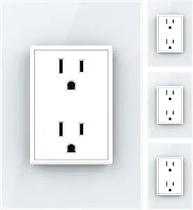 LIVOLO White Duplex Outlet, 15A 110-220V, Tempered Glass, 4-Pack