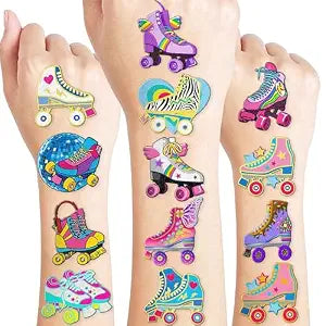 96 PCS Roller Skate Skating Pre-Cut Temporary Tattoos