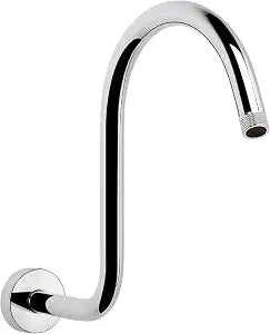 S Shaped Shower Arm, High Rise Shower Head Extension Pipe Standard 1/2" Connection with Flange, Awesome Shower Experience-Stainless Steel Bathroom Accessory(13 Inch 2-S Shape, Chrome Finish)