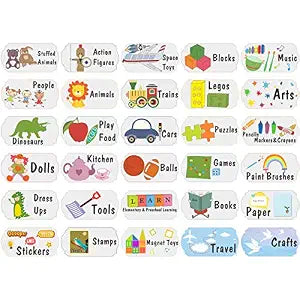 30pcs Toy Organization Labels Bin Labels Toy Storage Stickers Playroom Decals Toddler Stickers School Aged Kids Wall Decals