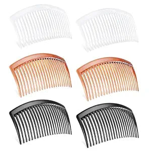 6PCS 3.15IN Hair Side Comb with 3 Colors, Professional Barber Comb for Styling and Grooming, French Combs for Wedding, Dating and More