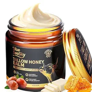 Beef Tallow for skin,Whipped Tallow and Honey Balm for Face,Unscented 4oz