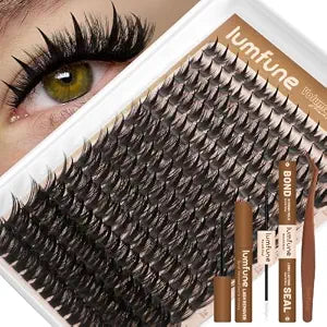 Lash Clusters Kit, Manga Lash Clusters With Spikes, D Curl Wispy Lash Extensions 10-18mm, DIY Eyelash Extension Kit With Bond & Seal, Lash Remover & Tweezers, Fairy Individual Lashes