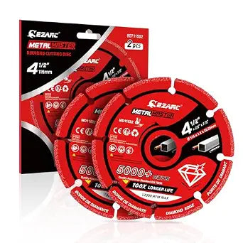 EZARC Diamond Cutting Wheel 4 1/2 x 7/8 Inch for Metal, Cut Off Wheel with 5000+ Cuts on Rebar, Steel, Iron and INOX, 2 Pack