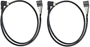 Duttek USB Header to Micro USB Dupont Cable, 90 Degree Right Angle Micro USB Male to 5 Pin Motherboard Female Adapter Dupont Extended Cable 50CM/1.64FT (2-Pack)
