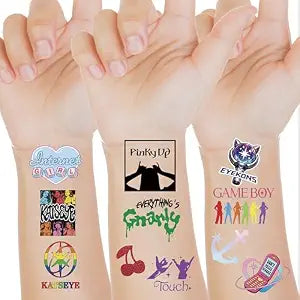 Katseye Birthday Decorations,60 Pcs Kpop Merch Temporary Tattoo for Kids Girls,Anime Music Idol Party Supplies Favor Gift