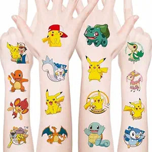 20pcs Poke Monster Temporary Tattoos for Teens Birthday Party Supplies, Party Favors Fake Tattoos Stickers,Birthday Decorations Party Game Activities Reward Gifts (K)