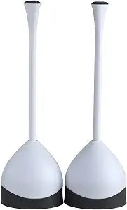 Clorox Toilet Plunger with Hideaway Caddy, Set of 2 for Bathroom Organization and Storage, Bathroom Accessories, Toilet Unclogger, with Holder, White