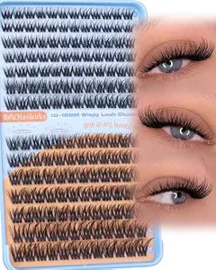 Lash Clusters Wispy Eyelash Clusters 168PCS Volume Cluster Lashes 10-18MM CD Curl Cluster Eyelash Extensions Invisible Band Individual Lashes DIY Lash Extensions with Soft&Lightweight Fibers