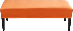OBCREAT Dining Bench Cover - Velvet Slipcovers, Removable, Anti-Dust, Upholstered Bench Protector for Living Room, Bedroom (Orange)