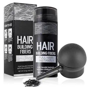 Hair Building Fibers for Thinning Hair with Spray Applicator Pump Nozzle - Natural & Undetectable,Instantly Thicker Fuller Hair Conceals Hair Loss 30 Sec,4 Shades for Men & Women,27.5g (Black)