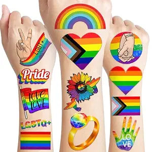 120 PCS LGBT Pride Rainbow Temporary Tattoos, Pre-Cut