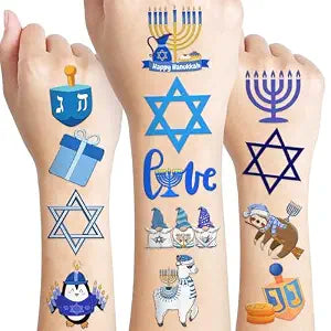 120 PCS Happy Hanukkah Pre-cut Temporary Tattoos Sticker for Kids
