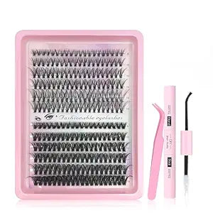 Lash Extension Kit DIY 240pcs Lash Clusters Eyelash Extension Kit, 8-16mm 30D 60D Individual Lashes Kit with Lash Bond and Seal, Lash Tweezers for Self Use (30D&60D, 0.07D, 8-16mm, Kit)