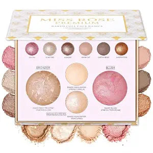 Baked Makeup Palette for Full Face, Eyeshadow, Blush, Bronzer, Highlighter