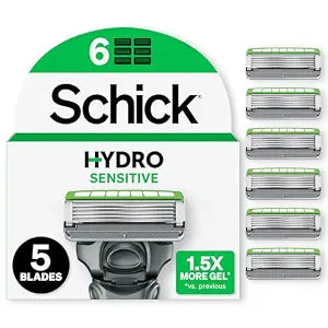 Schick Hydro Sensitive 5-Blade Razors for Men Refills, 6 ct