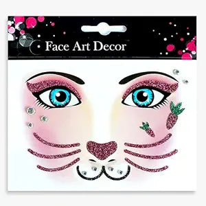Bunny Face Stickers Self Adhesive Glitter Halloween Costume Makeup Kit