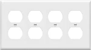 Enerlites 8824-W Duplex Receptacle Outlet Wall Plate, Standard Size 4-Gang, Polycarbonate Thermoplastic, White