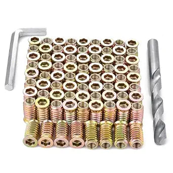 50 Pcs 5/16"-18x25mm Threaded Inserts for Wood for Furniture Reinforcement
