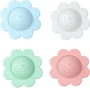 4PCS Drain Hair Catcher Shower Drain Covers Durable Silicone Hair Stopper,Bathtub and Shower Drain Protectors for Bathroom Bathtub and Kitchen