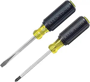 Klein Tools 85442 Klein Tools 85442 Screwdriver 2-Piece Set, Made in USA, 1/4 Keystone and #2 Phillips, Cushion Grip, Round and Square Shank, Heat Treated, Home Improvement