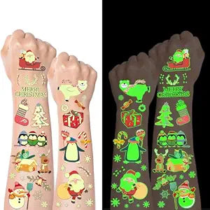 260 Styles Luminous Christmas Tattoos Party Favors for Kids, Christmas Goodie Bag Stocking Stuffers Temporary Tattoos, Christmas Classroom Gifts Treats Party Games Supplies for Kids Boys Girls