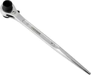 DAKCOS 19mm22mm OR 3/4"7/8" 12 Point Double Ended Socket Ratcheting Podger Scaffold Spud Wrench,Silver