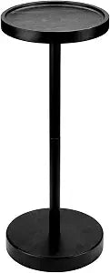 Solid Wood Pedestal Side Table Black