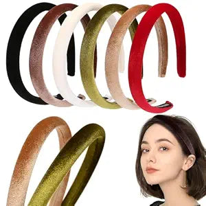 6Pcs Velvet Headbands Women's Hair Head Bands Padded Headbands 1.7cm Solid Color Hairband Fashion Headwear, Girls Women Hair Accessories (6-PACK A, One Size)