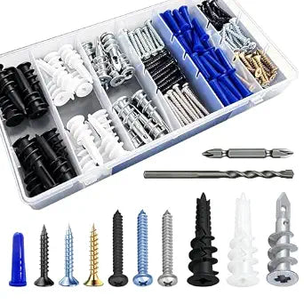 Wensilon Self-Drilling Drywall Anchors and Screws Kit, 182 Count