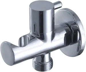 Modern Bathroom Brass Shower Wall Outlet Handheld Shower Spray Head Bracket Holder Supply Elbow Hose Connector with Water Shut Off Switch Flow Control Valve,Chrome