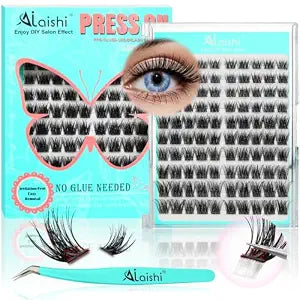 No Glue Needed Lashes, Self Adhesive Eyelashes, DIY Lash Cluster Eyelash Extensions Kit 10���������18mm,120pcs Fluffy D Curl Soft Natural Lashes with Tweezers��������ï¿