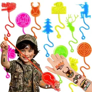 48PCS Hunting Party Favors - 24 Temporary Tattoos & 24 Stick Hands